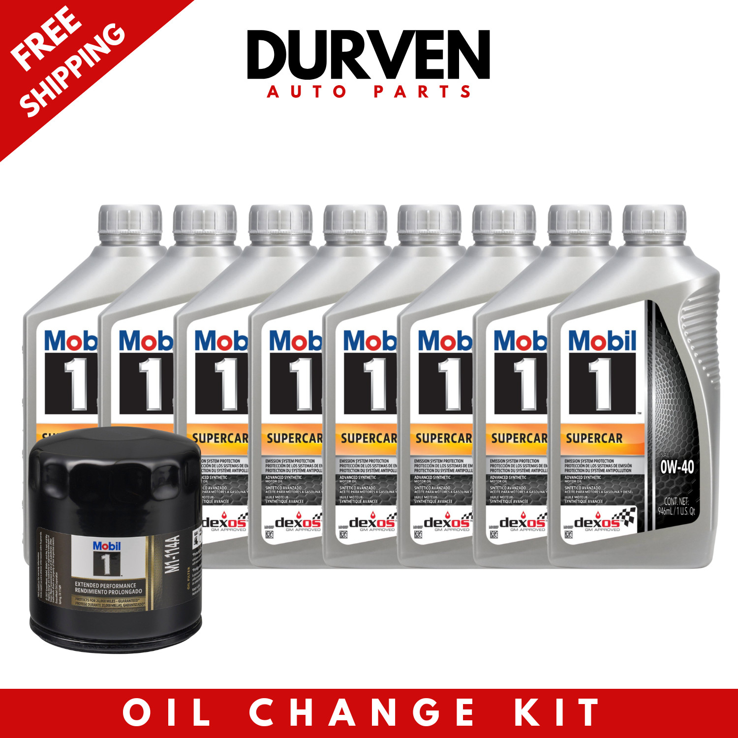 Mobil1 0W-40 Dexos R Supercar Full Synthetic Oil Kit 8Qt+Filter for Chevy GMC