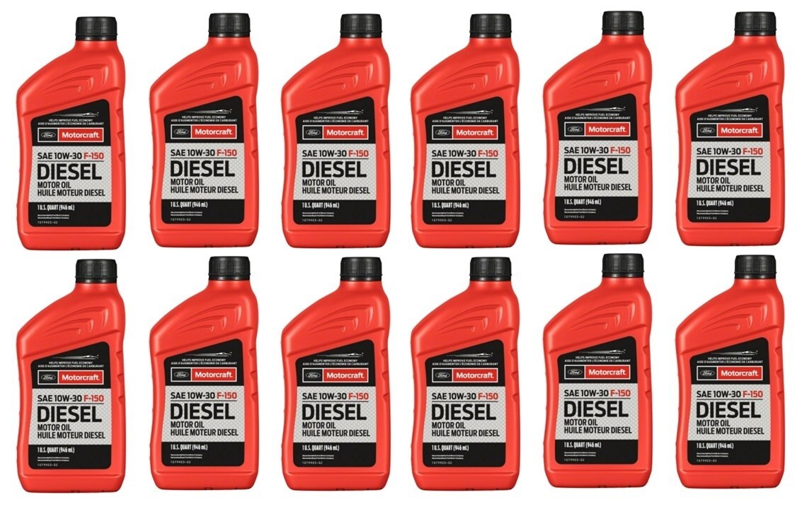 12x Motorcraft SAE 10W-30 Motor Diesel Oil for 2018+ F150 V6 3.0 Power Stroke
