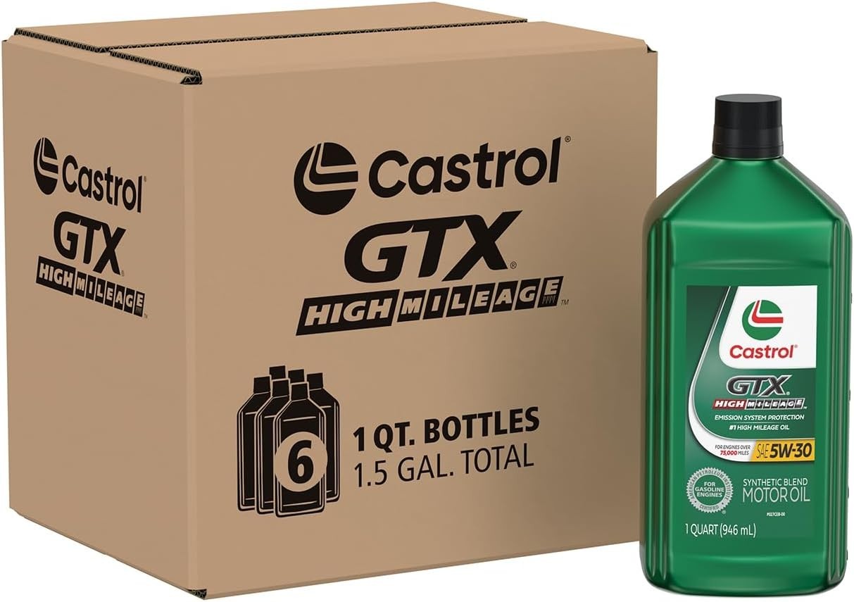 GTX High Mileage 5W-30 Synthetic Blend Motor Oil, 1qt x 6