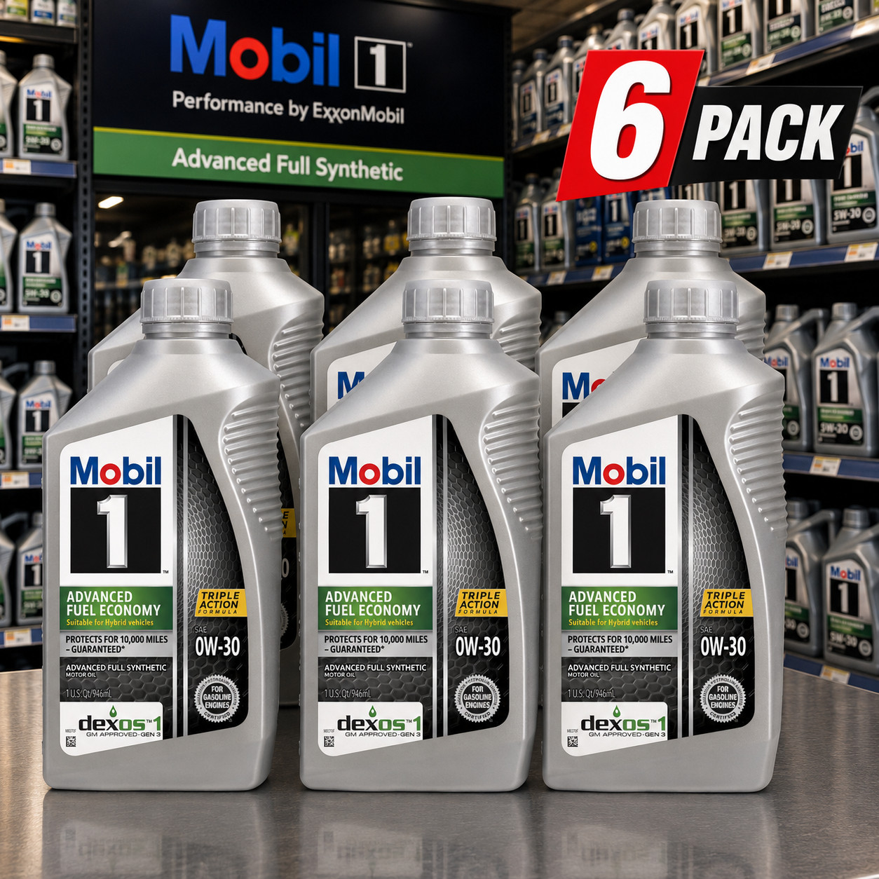 6 PACK MOBIL 112746 0W30 Mobil 1 Advanced Fuel Economy; Full Synthetic; 1 Quart