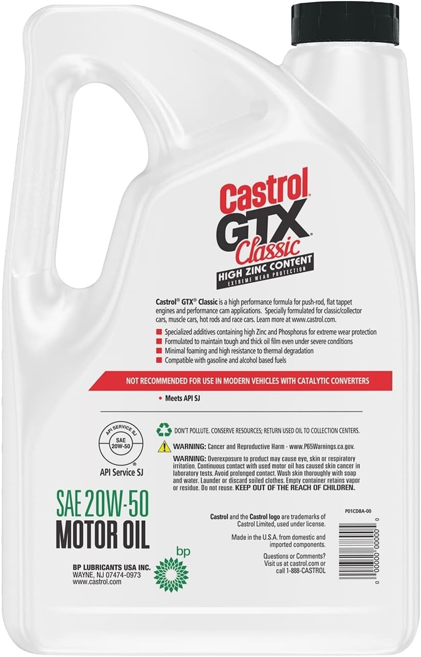 GTX Classic 20W-50 Conventional Motor Oil, 5 Quarts