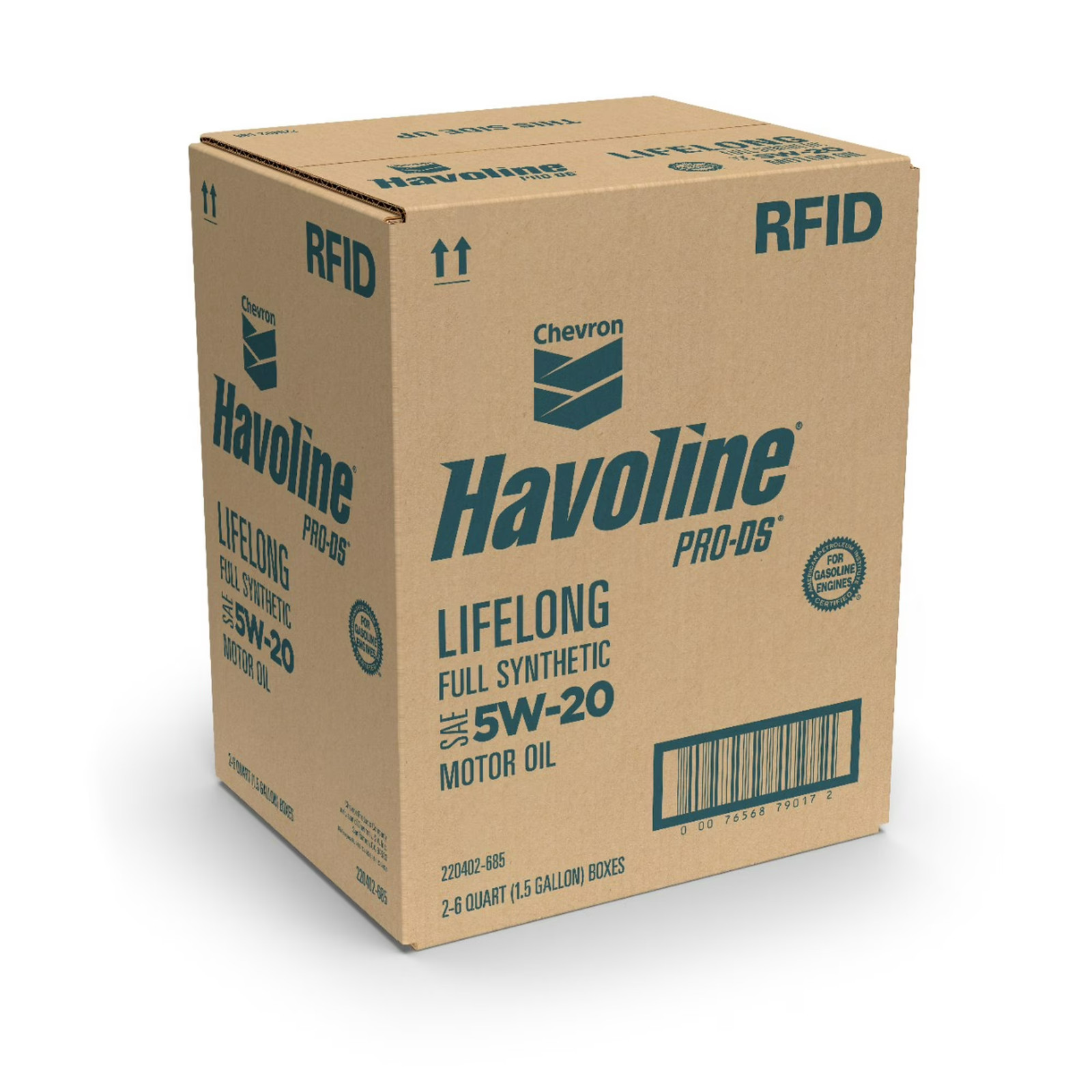 (2-Pack) Chevron Havoline Lifelong Synthetic Motor Oil 5W-20, 6 Quart Smart Chan