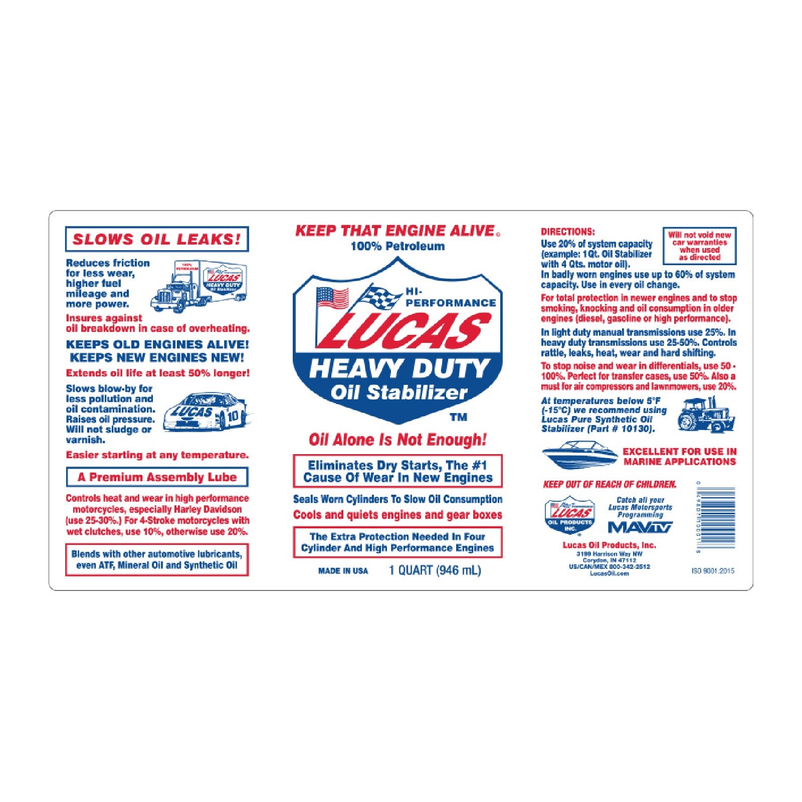 Lucas Oil Heavy Duty 1 Qt Bottle of Petroleum Multi-Use Oil Stabilizer Set of 6