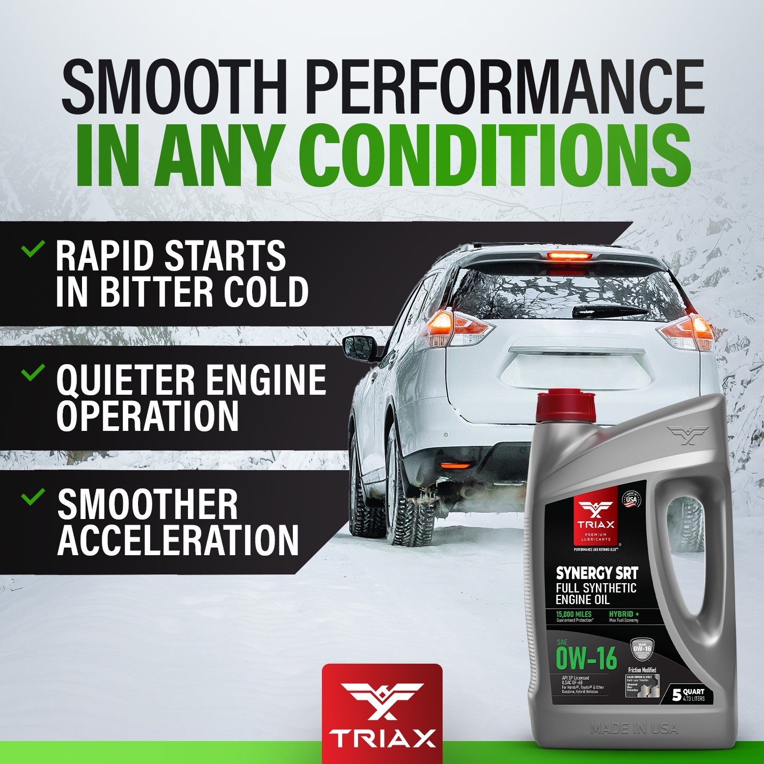 TRIAX Synergy SRT 0W-16, Full Synthetic Engine Oil (1 Quart – 6 Pack)