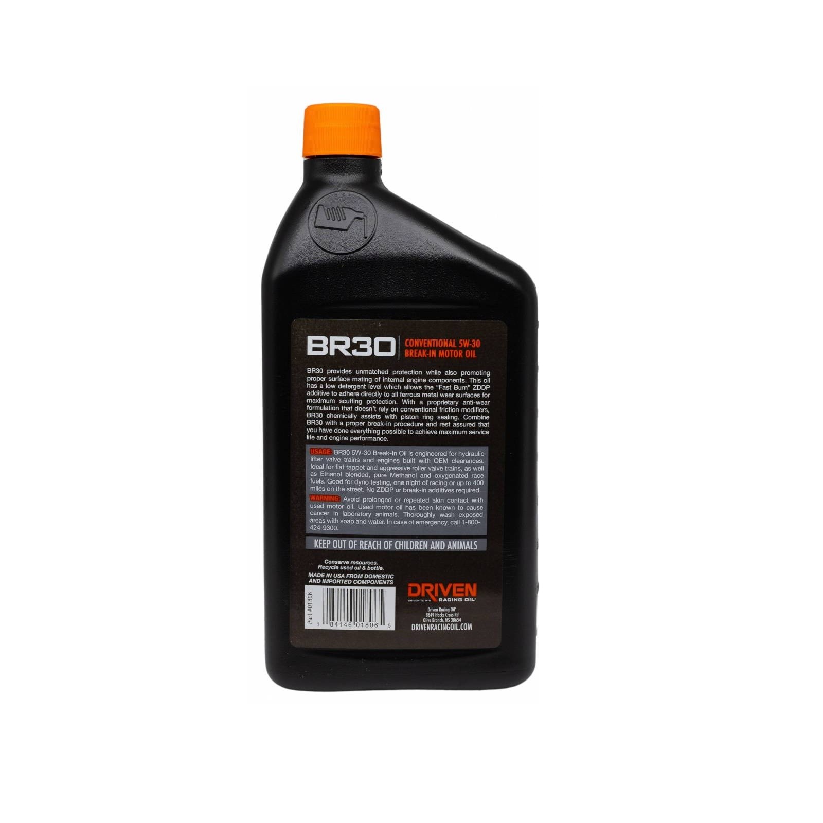 Driven Racing Oil BR30 5W-30 Conventional Break-In Motor Oil 1 Quart Pack of 6