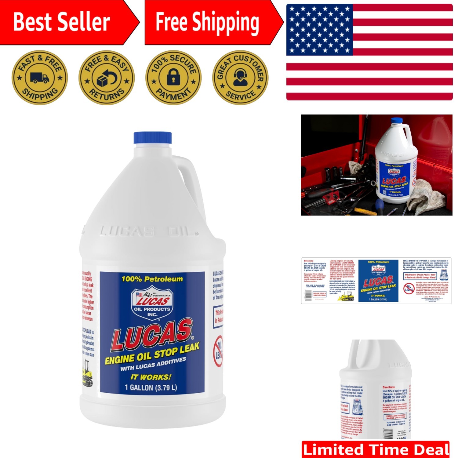 1 Gallon High-Performance Engine Oil Stop Leak – Reduces Noise & Consumption