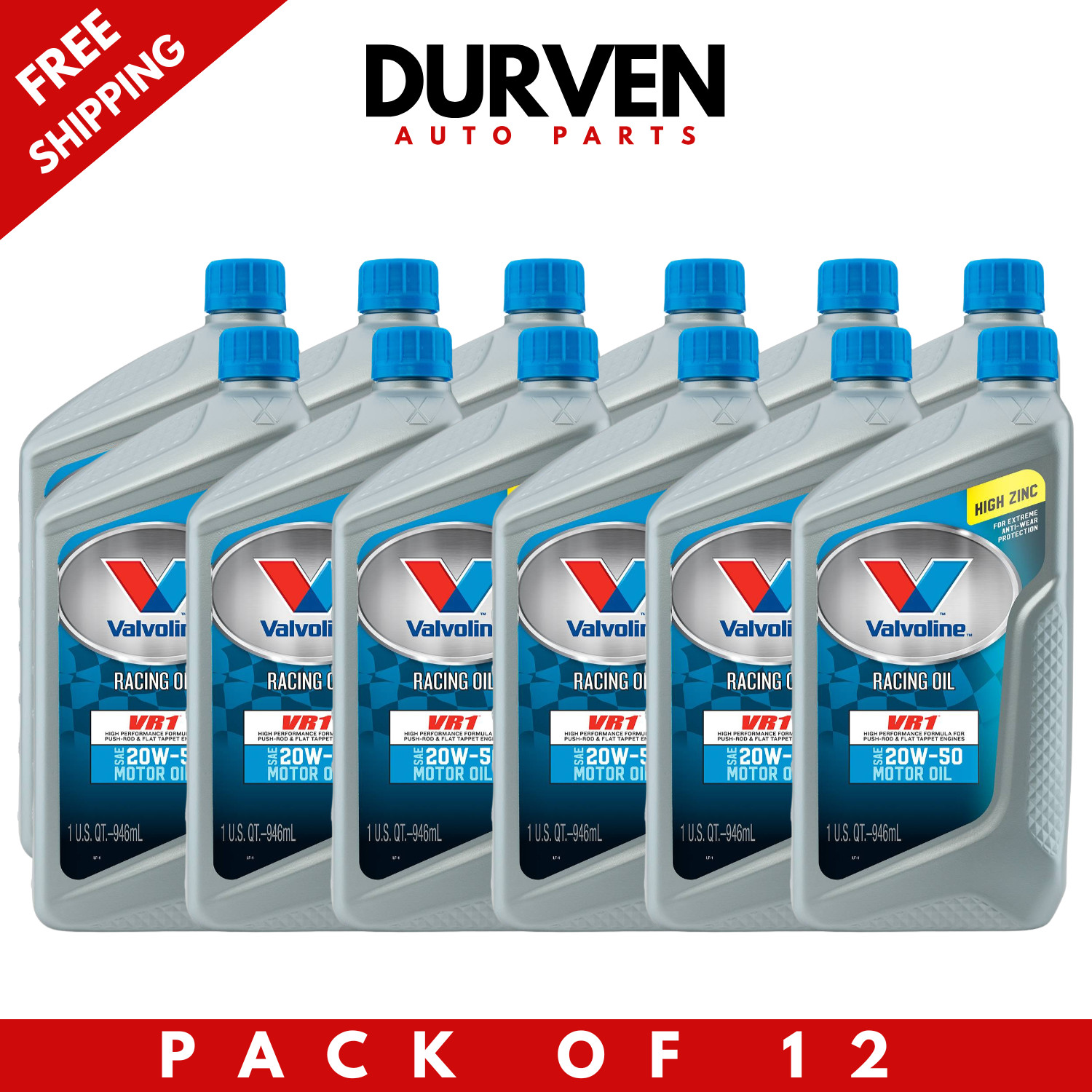 Valvoline VR1 Racing 20W-50 High Zinc Motor Oil Performance Flat Tappet 12qt