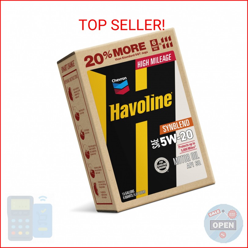 Havoline Motor Oil 5w20 Synthetic Blend Smart Change Engine Oil, 5W-20, 6 Quarts