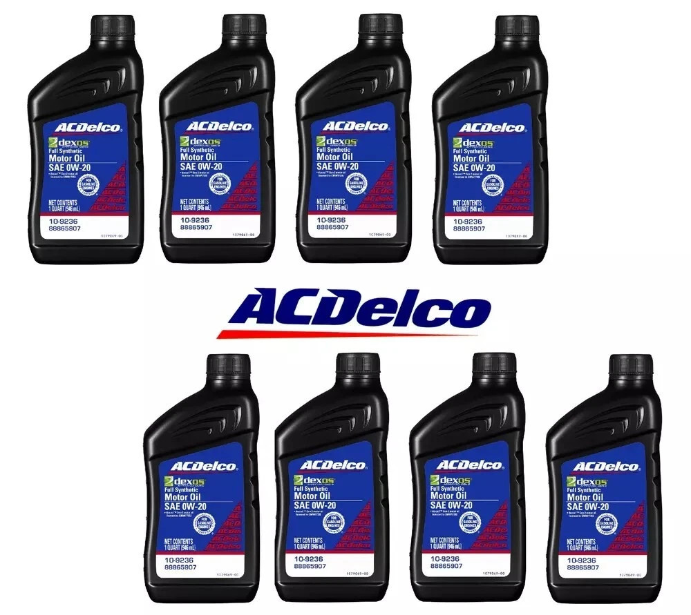 8 Quarts – ACDelco GM OE FULL SYNTHETIC SAE 0W-20 GEN 2 Dexos1 Motor Oil 10-9236