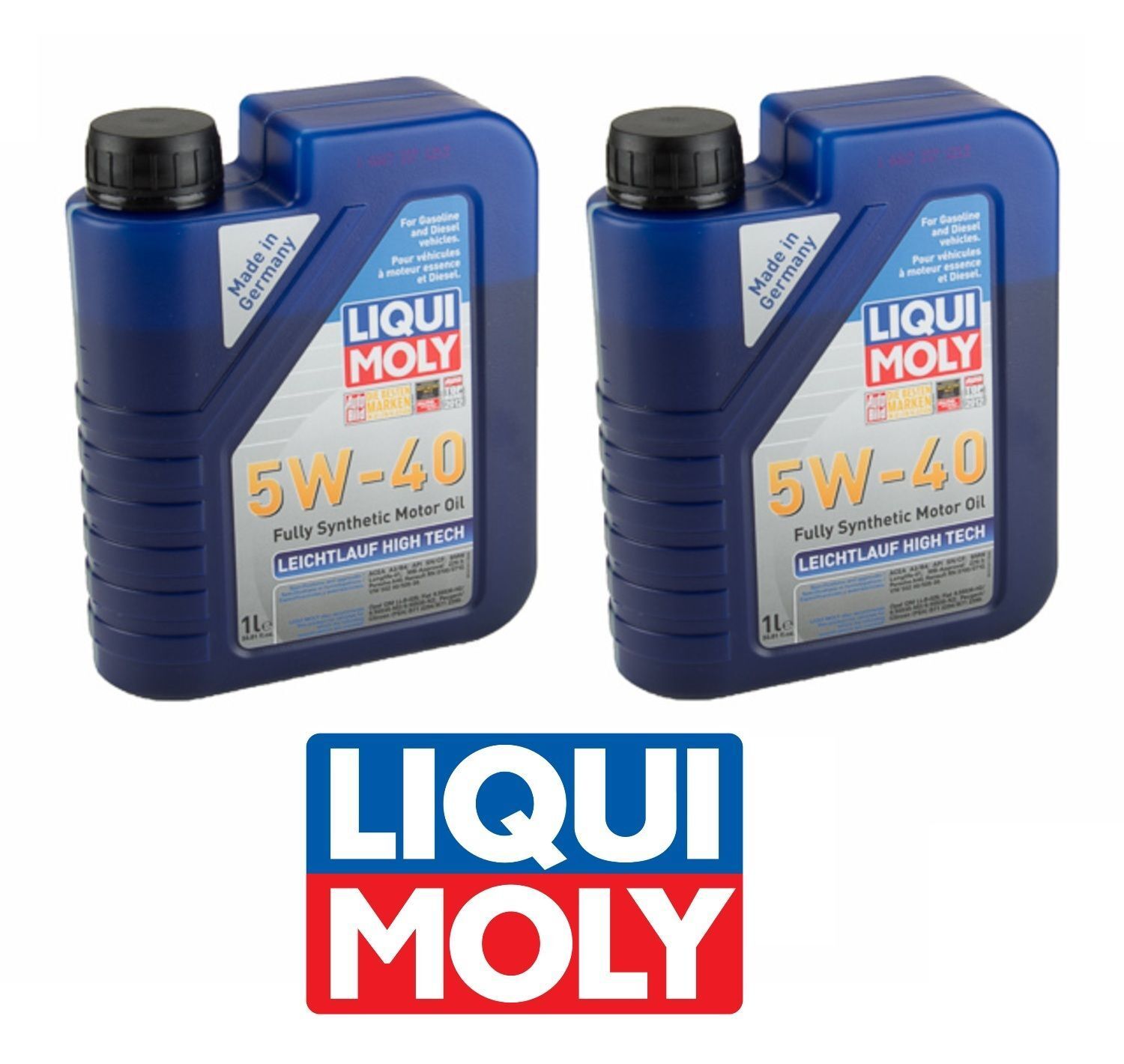 For Set of 2 Engine Oil Liqui Moly Leichtlauf High Tech 5W-40 Synthetic 2331