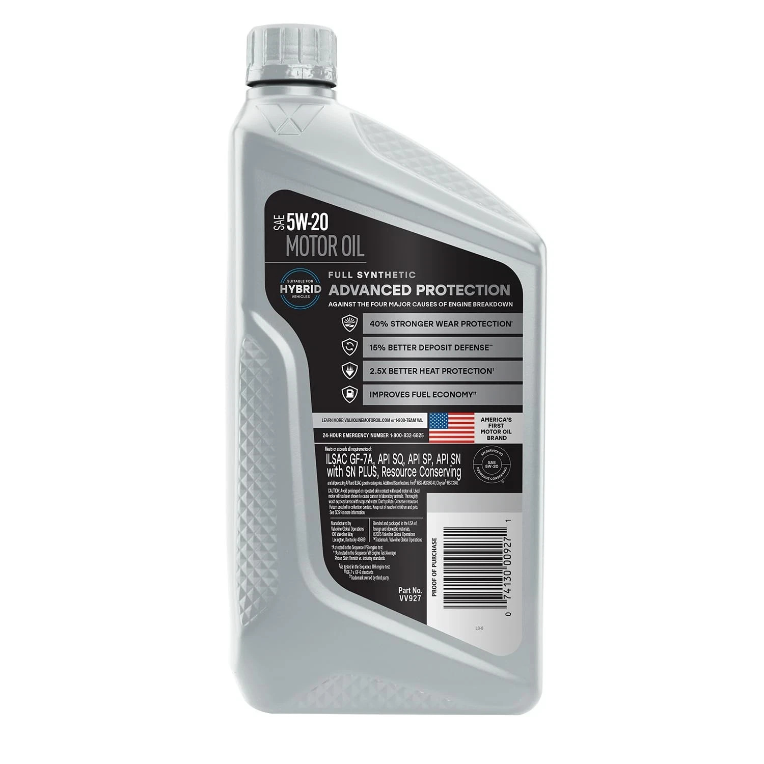 Valvoline Advanced Full Synthetic SAE 5W-20 Motor Oil 1 QT 1 QT, Amber
