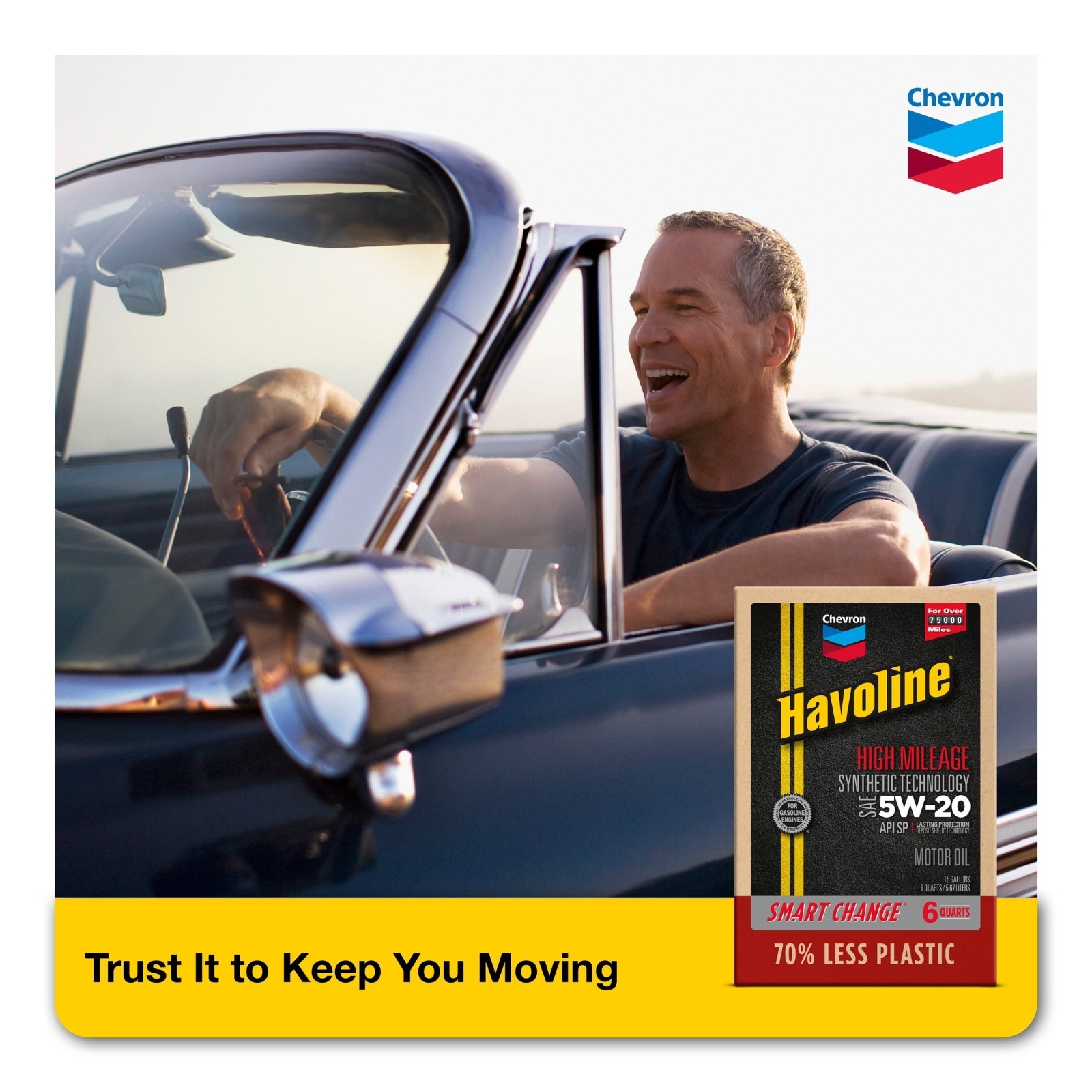 Chevron Havoline High Mileage Synthetic Technology Motor Oil 5W-20 6 Quart 2Pack