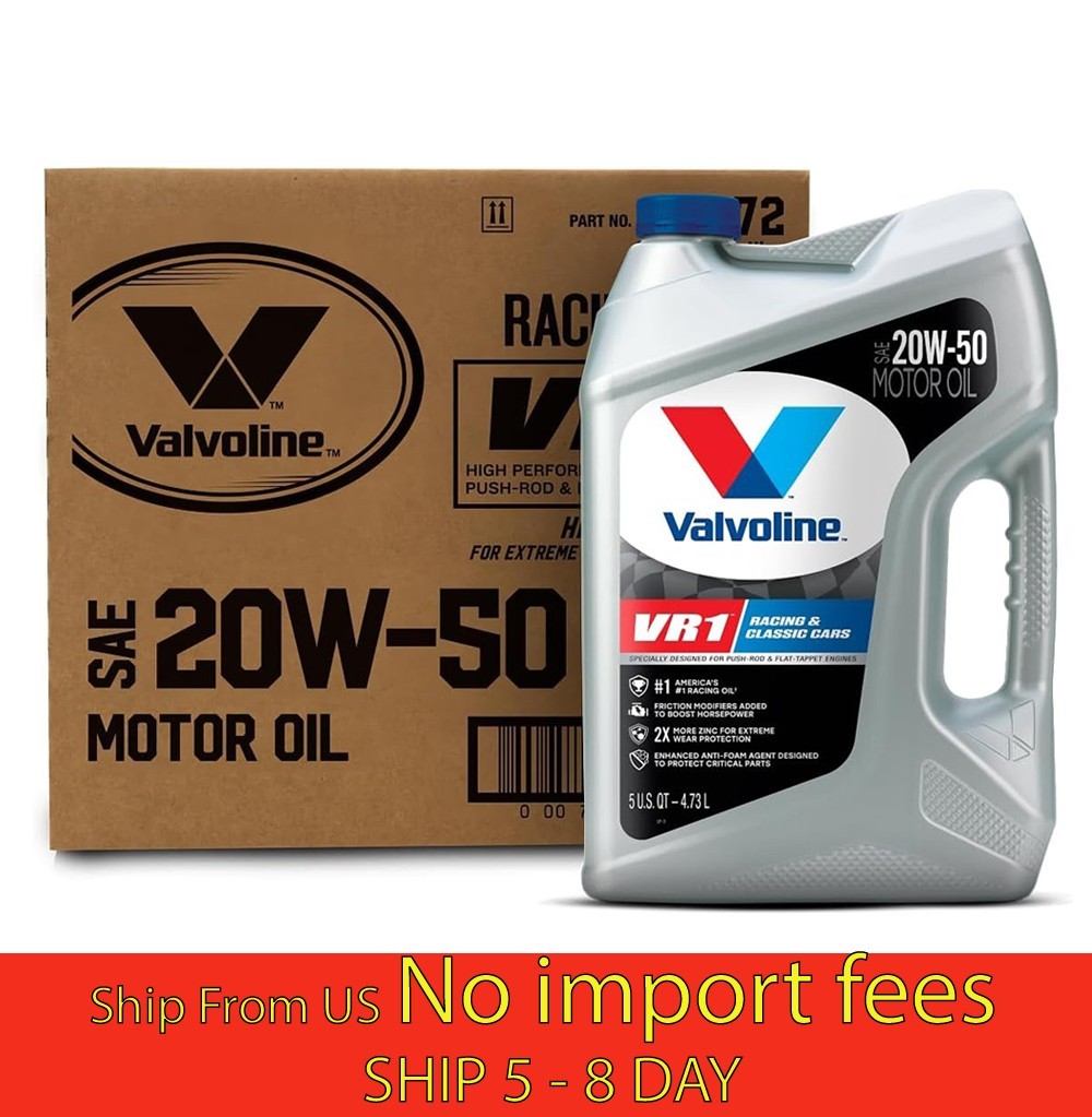 Valvoline VR1 Racing SAE 20W-50 Motor Oil 5 QT, Case of 3….(a19.5)