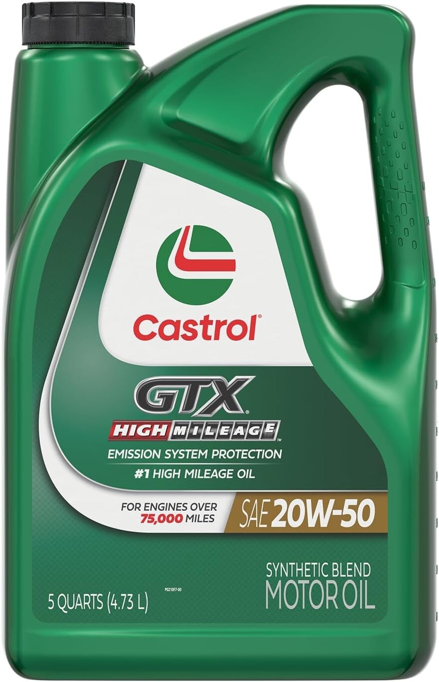 High Mileage Motor Oil 20W-50 Synthetic Vehicle Life Extend Castrol GTX 5 Quarts