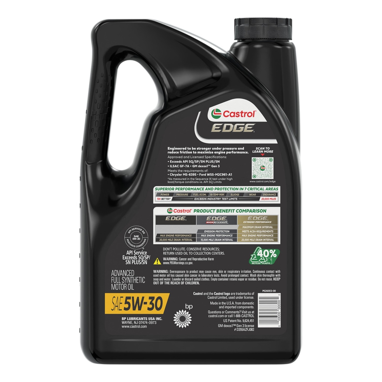 (3 Pack) Castrol EDGE 5W-30 Full Synthetic Oil 5QT…(wa)