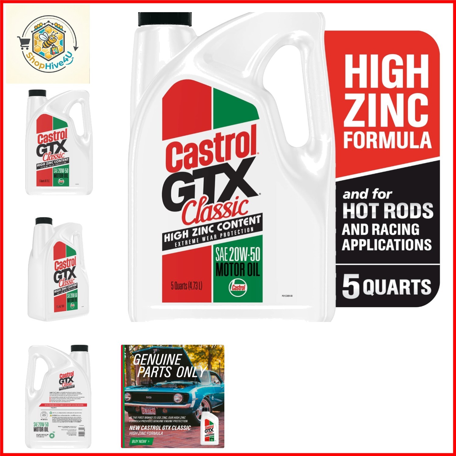 GTX Classic 20W-50 Conventional Motor Oil, 5 Quarts