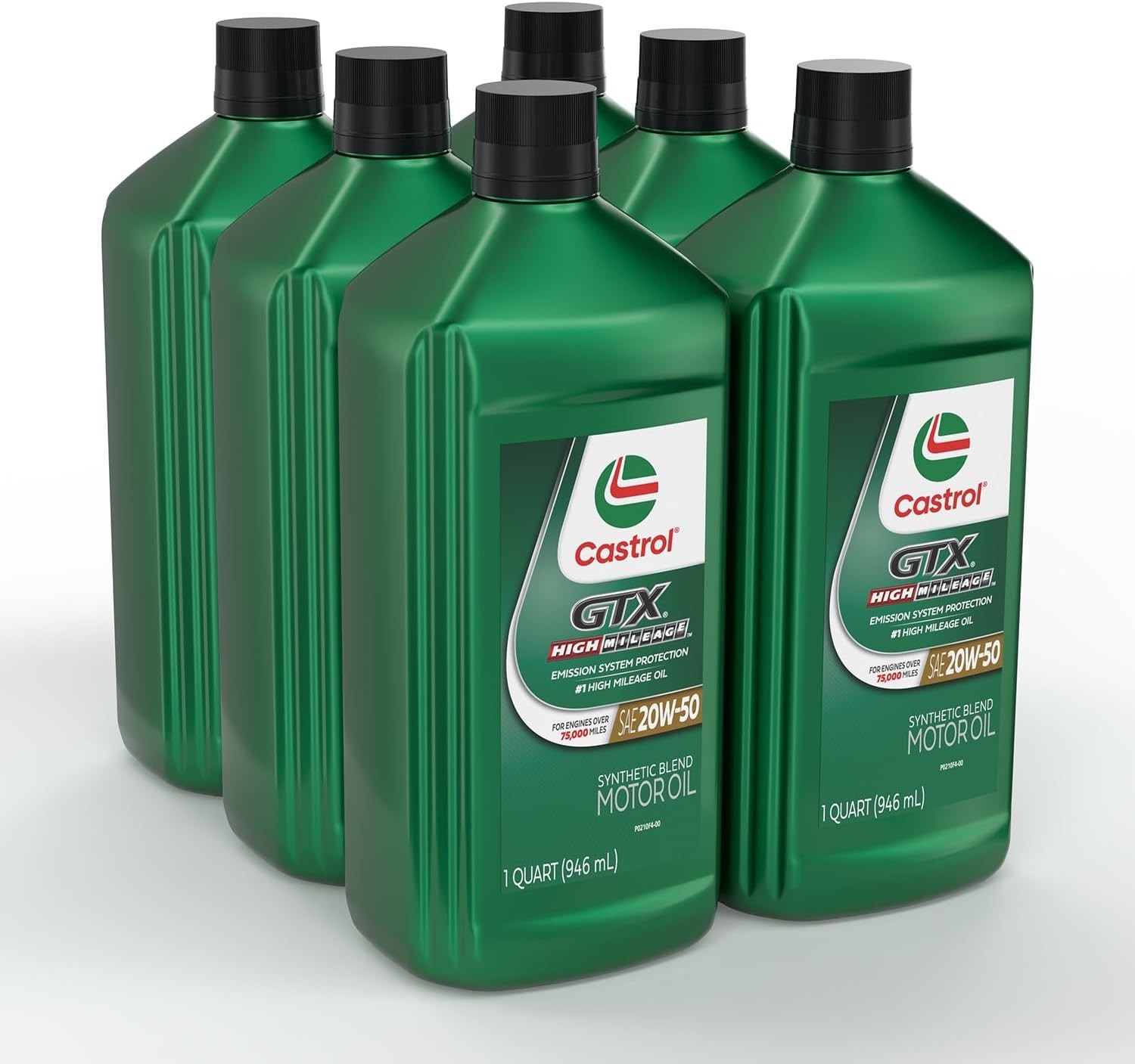 Castrol GTX High Milage 20W-50 Synthetic Blend Motor Oil, Case of 6-1 Qt Bottles