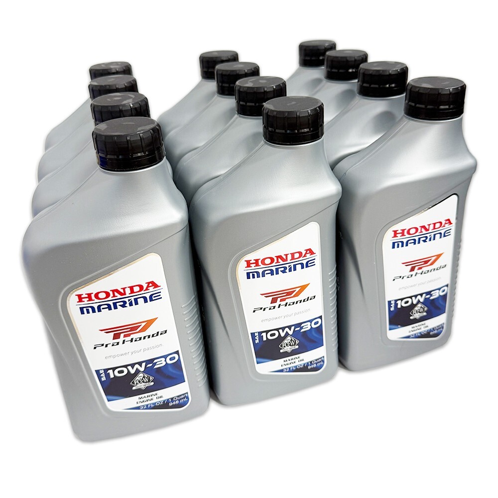 Genuine Honda 08232-H99-K1LA1 SAE 10W-30 Marine Quart of Oil, Pack of 12