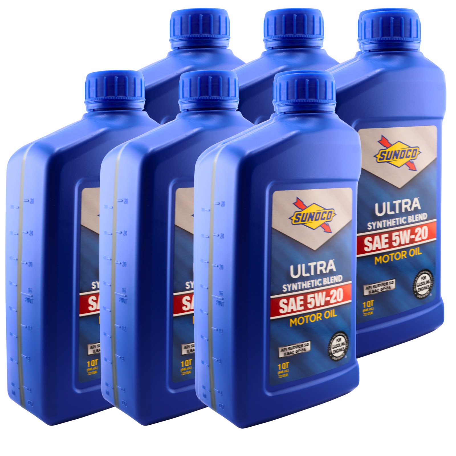 SUNOCO 721056 (7473) Ultra Synthetic Blend 5W-20 Motor Oil, 1 Quart (Pack of 6)