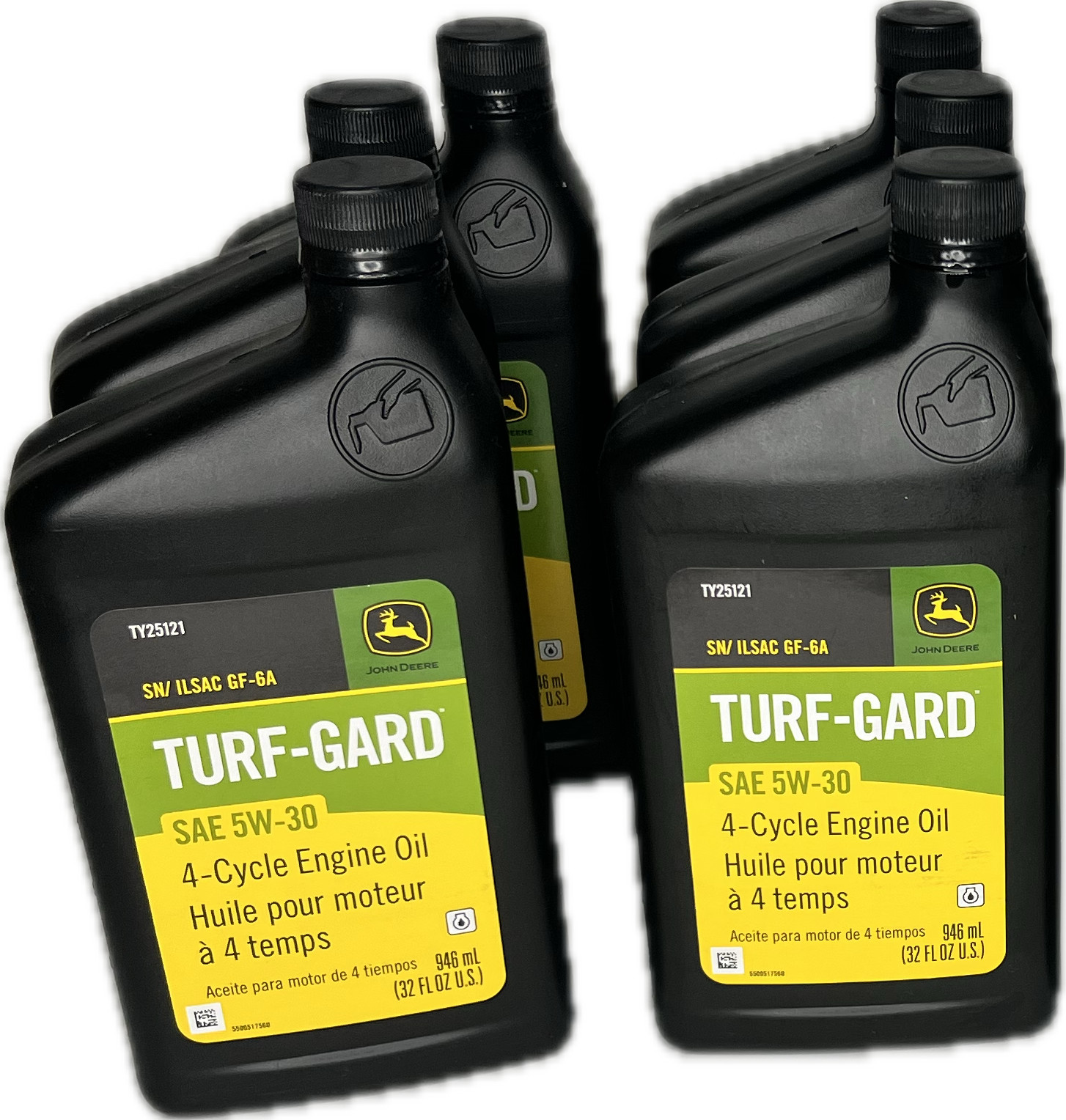 John Deere 5w-30 5w30 Turf-Gard 4-Cycle Gas Engine Oil 32oz TY25121 6QTS