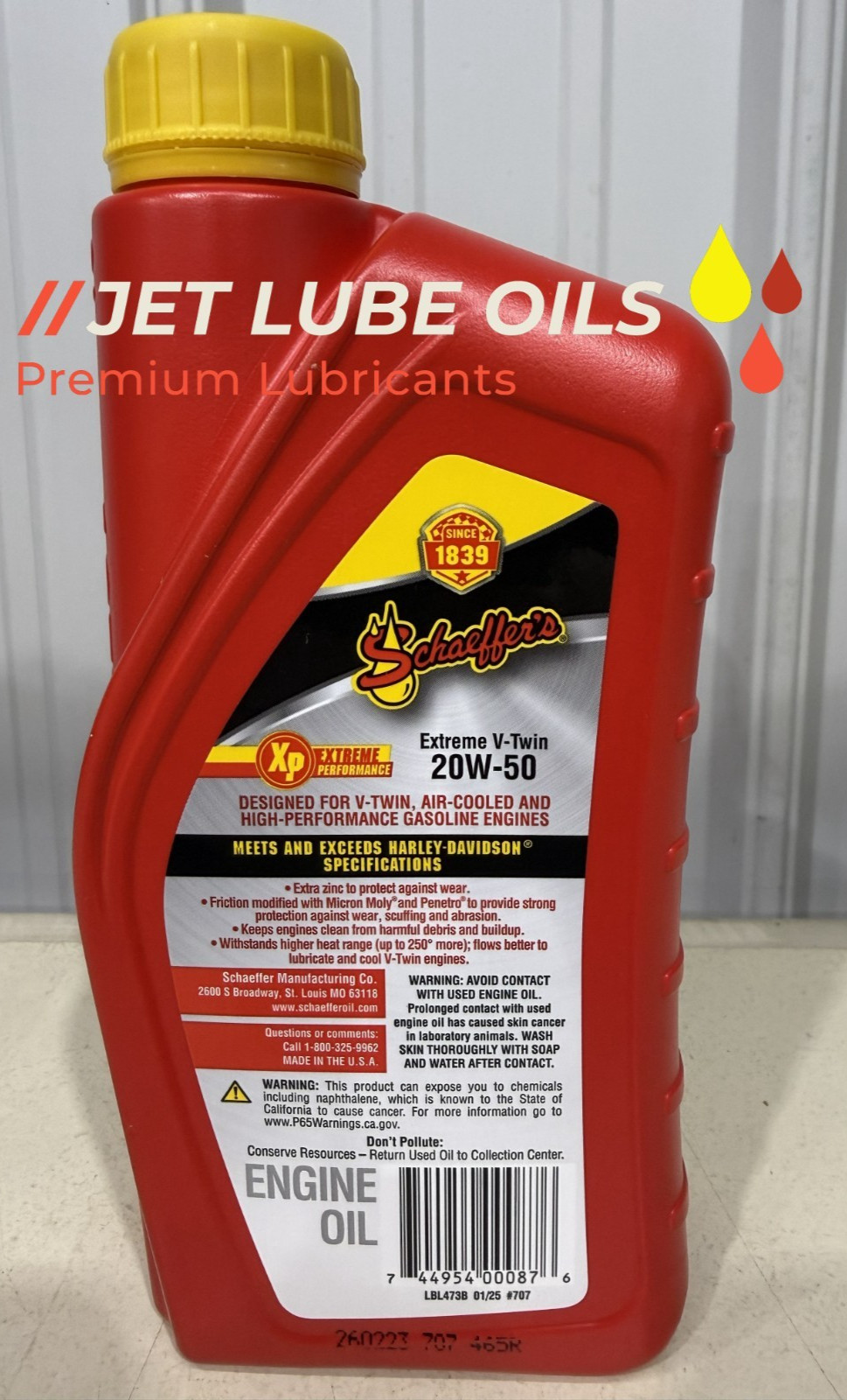 Schaeffer’s 707 Extreme V-Twin 20w-50 Synthetic Plus Motorcycle Oil 1 Quart
