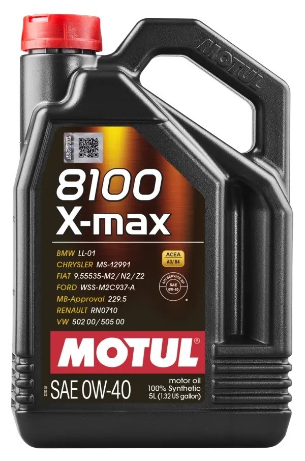 MOTUL USA 8100 X-Max 0W40 Synthetic Motor Oil, 5-Liter Bottle