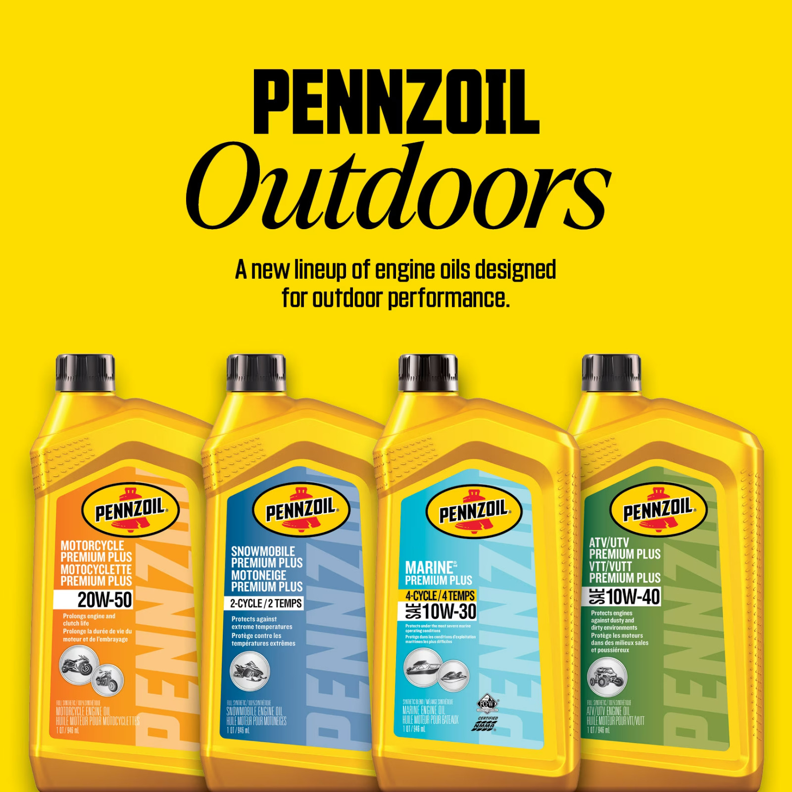 Pennzoil Marine Premium Plus 2-Cycle Synthetic Blend TC-W3 Engine Oil 1 Qt