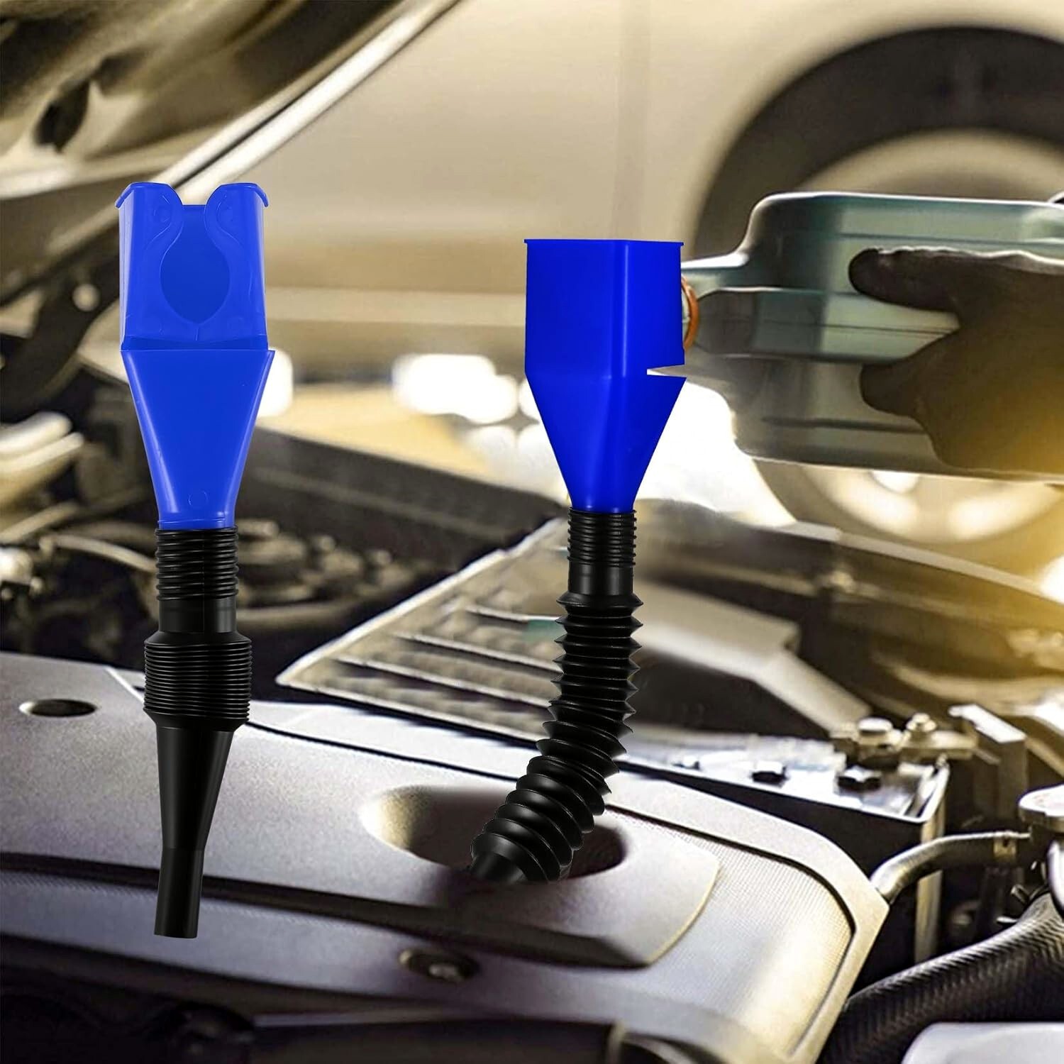 Flexible Snap Funnel Adapter Multi-Purpose Spill Free Oil, Gas, Coolant Draining