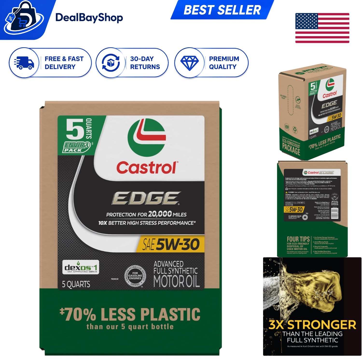 EDGE 5W-30 Full Synthetic Motor Oil – Eco Pack, 5 Quarts for Maximum Performance
