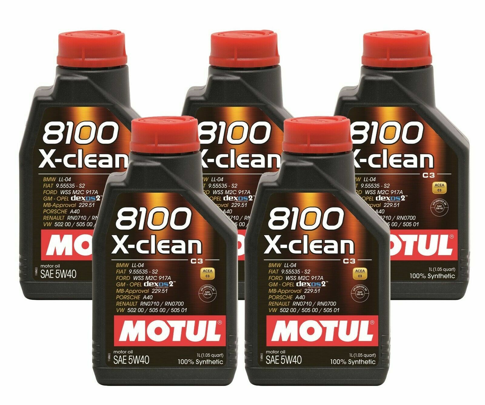 Motul 8100 X-CLEAN 5W40 – 5L – Fully Synthetic Engine Motor Oil (5 x 1L)