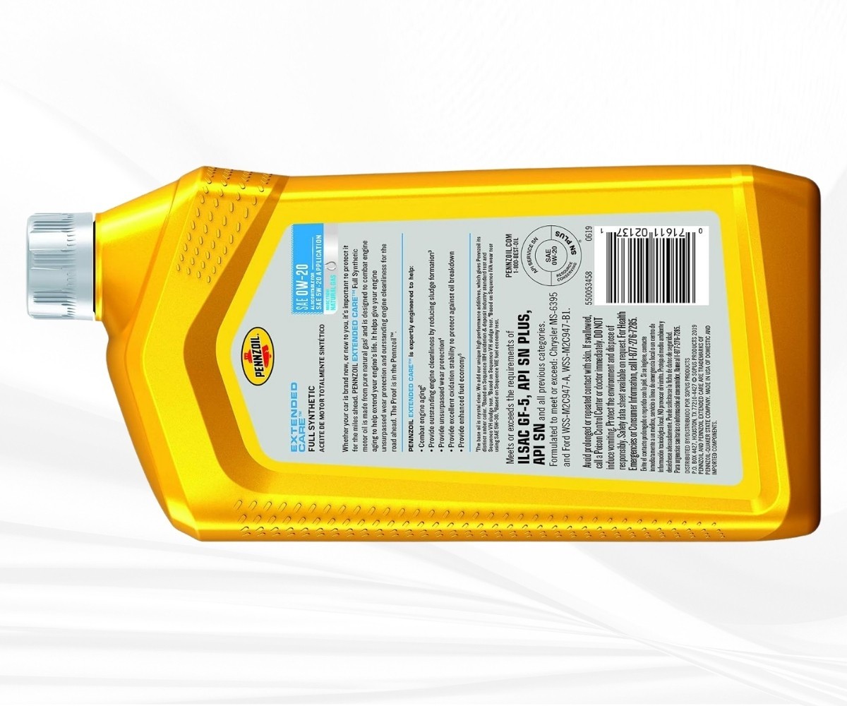 Pack of 6 Pennzoil Extended Care 0W-20 Motor Oil Full Synthetic 6 Quart