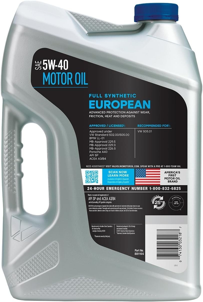 European Vehicle Full Synthetic SAE 5W-40 Motor Oil 5 QT