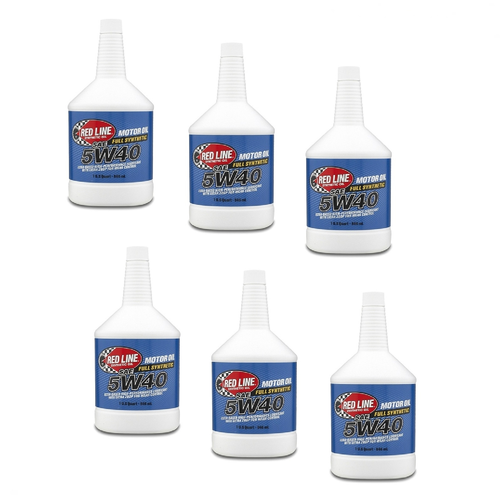 Red Line Oil 15404 Set of 6 Full Synthetic 5W40 Motor Oil Bottles, 1 Quart