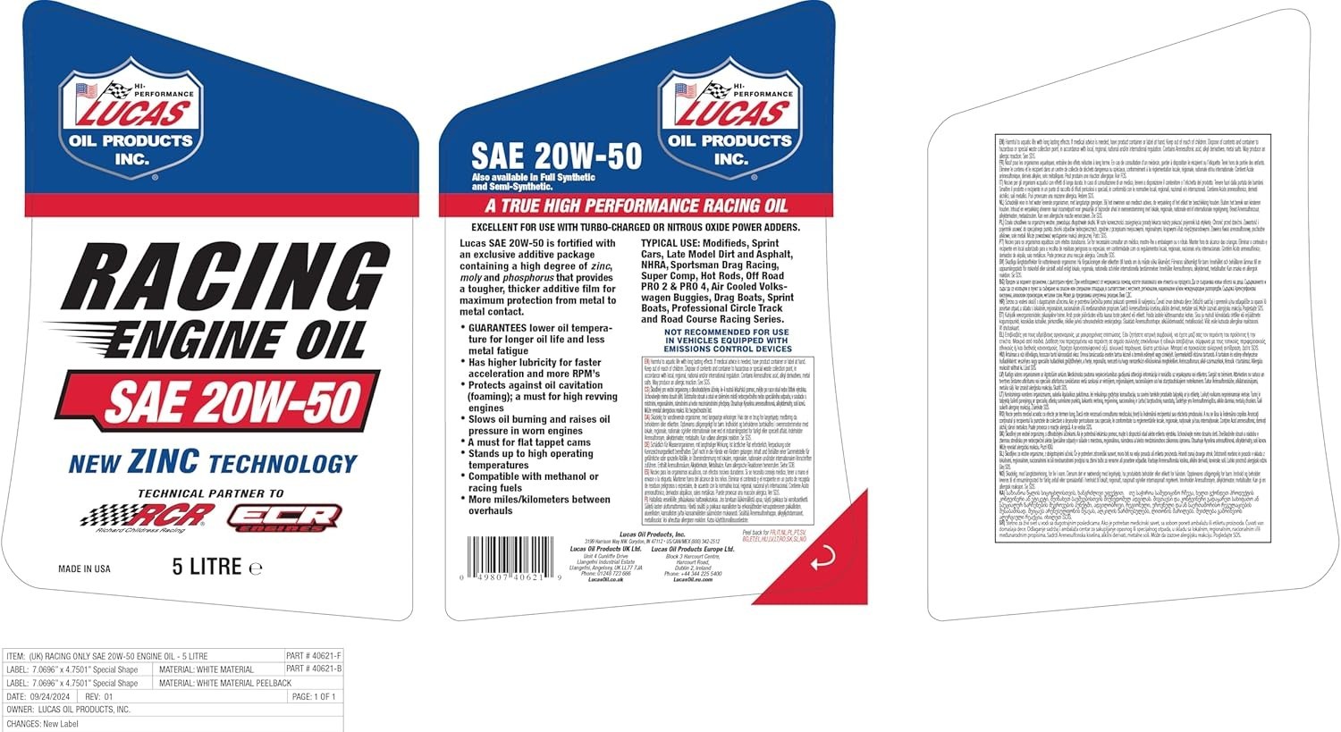 High Zinc Fortified SAE 20W-50 Racing Oil – Boost Horsepower & Performance