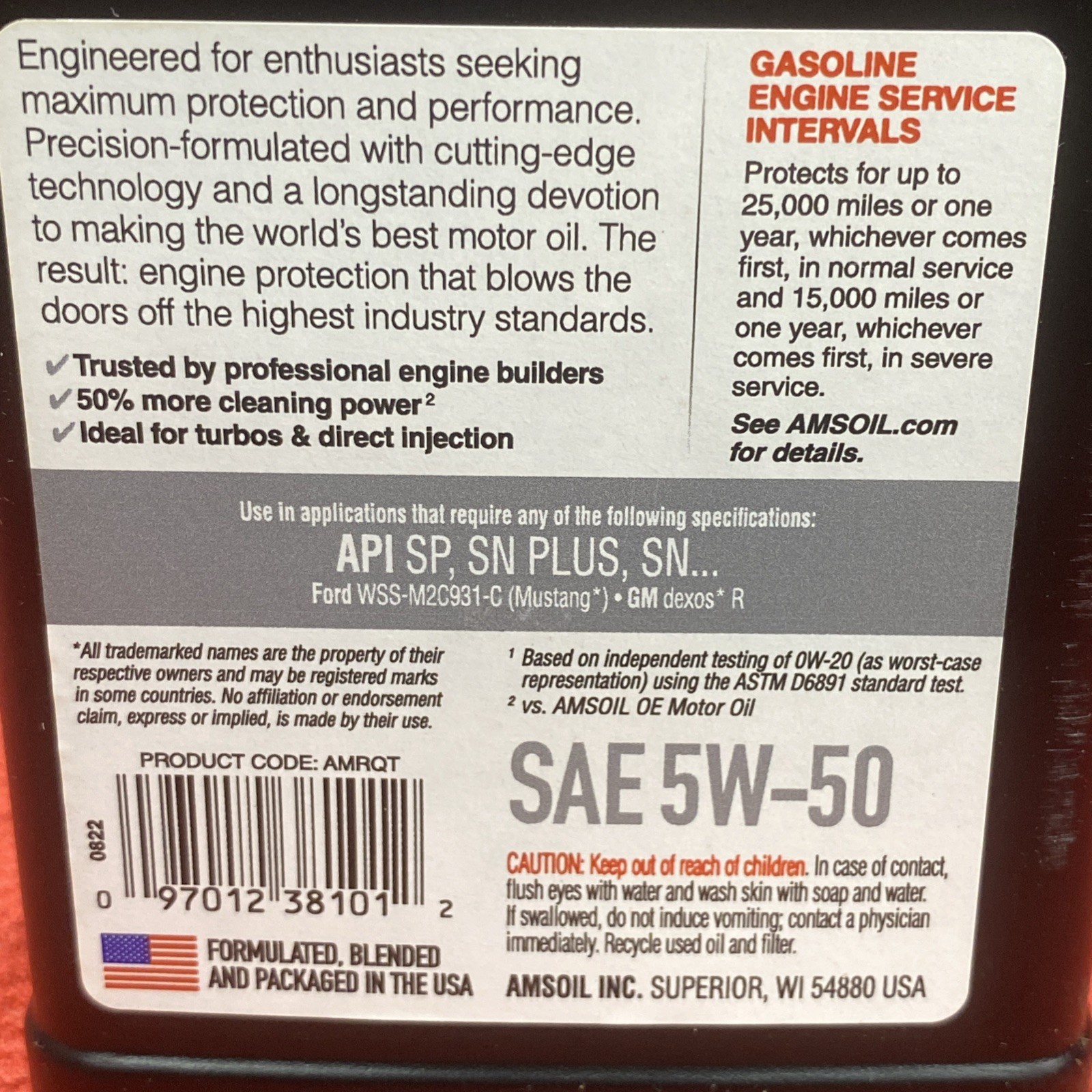 1 Quart AMSOIL Signature Series 5W-50 100% Synthetic Motor Oil