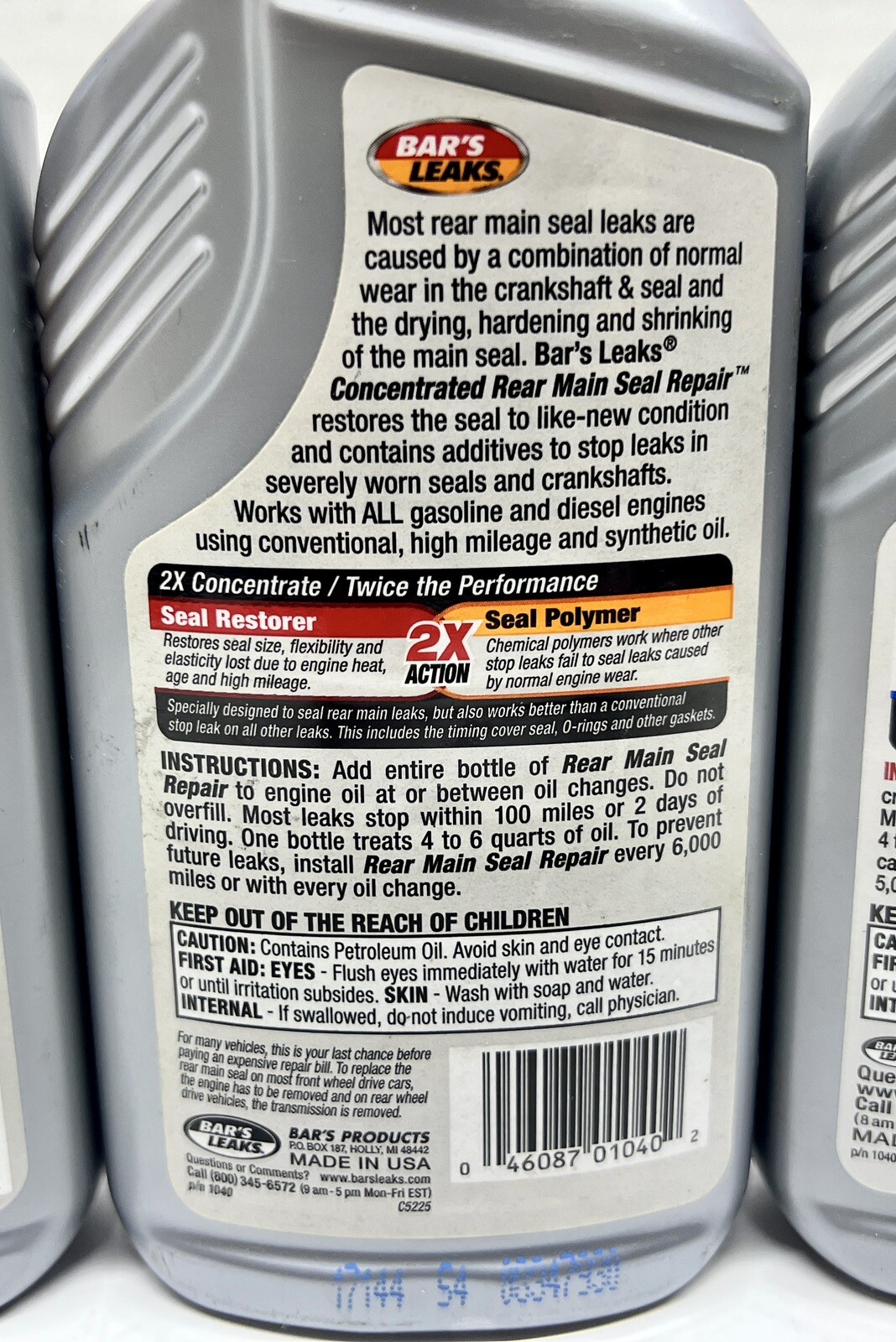 2 Bar’s Leaks Heavy Duty & 1 Concentrated Formula Rear Main Seal Repair 16.9oz