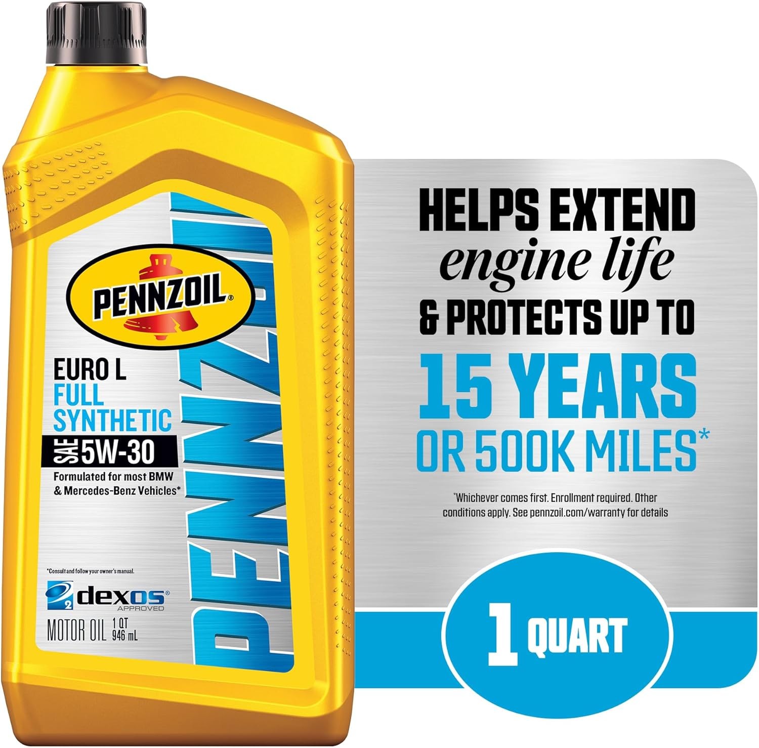 Platinum Euro Full Synthetic 5W-40 0W-40 5W-30 0W-30 Motor Oil, 1 Quart (6 Pack)