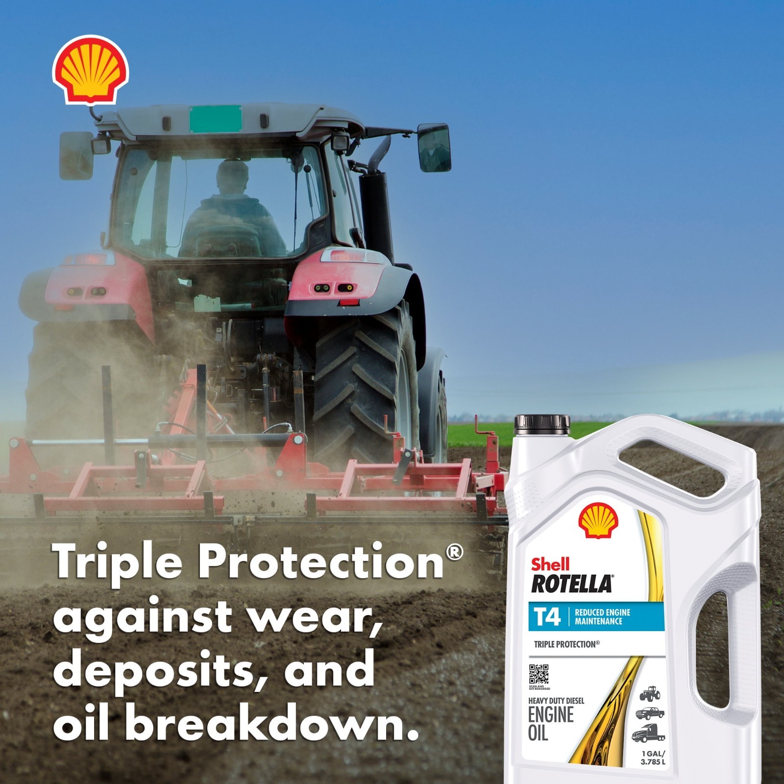 (2 pack) Shell Rotella T4 Triple Protection 15W-40 Diesel Engine Oil, 1 Gallon