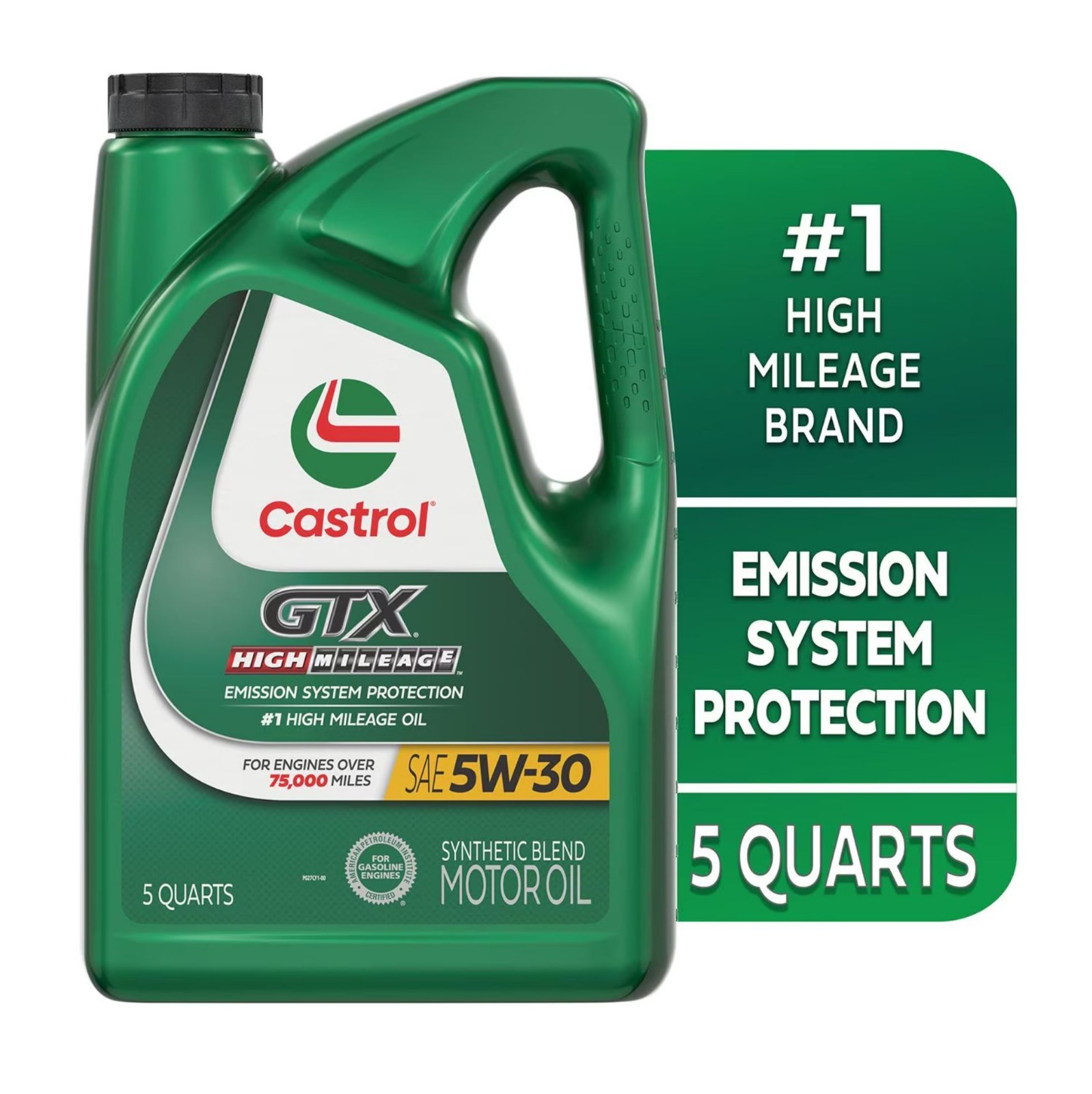 2 Pack Castrol GTX High Mileage Synthetic Blend 5W-30 Engine Oil 5 Quart