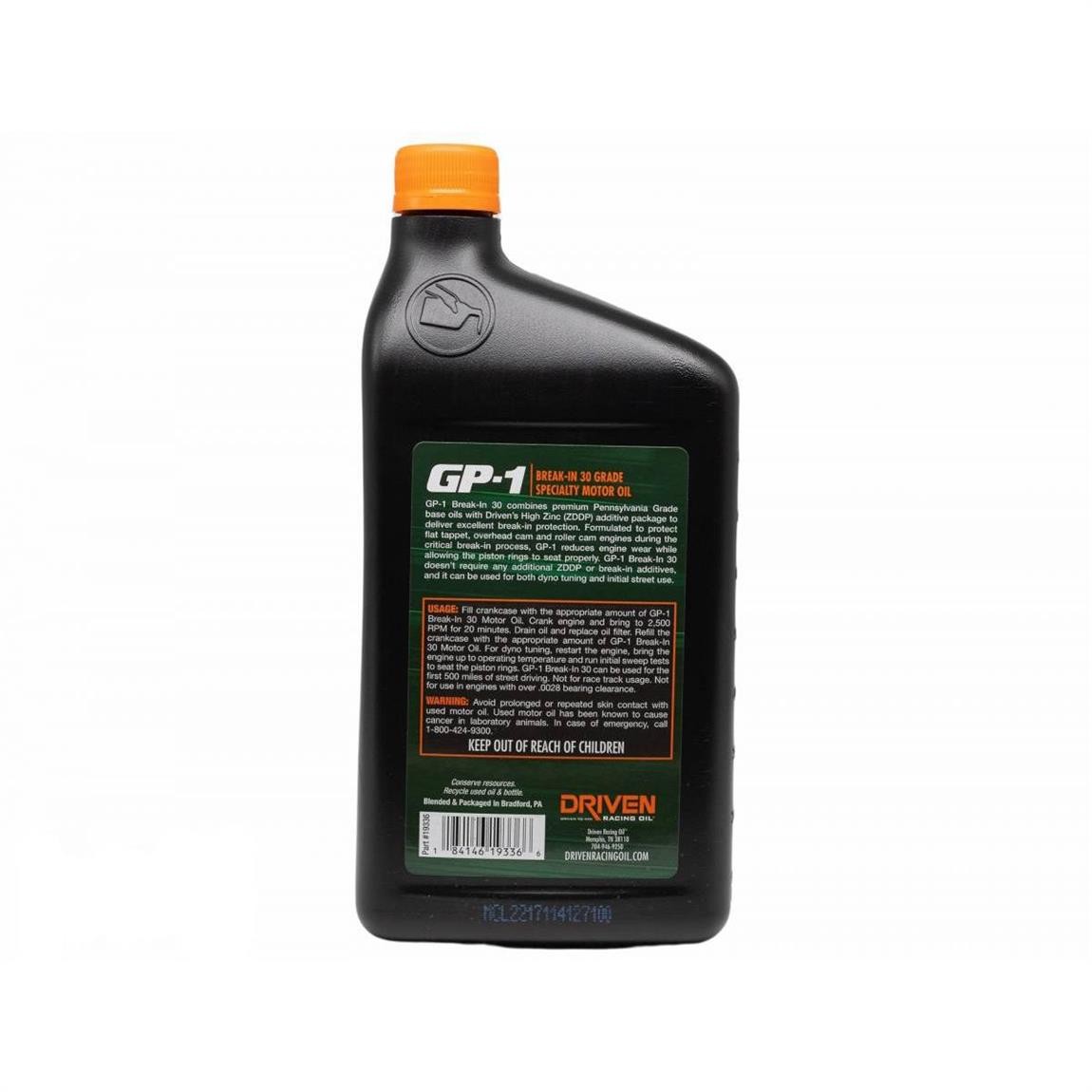 Driven Racing Oil 19336 GP-1 30 Grade Break-In Motor Oil, 12 Qts