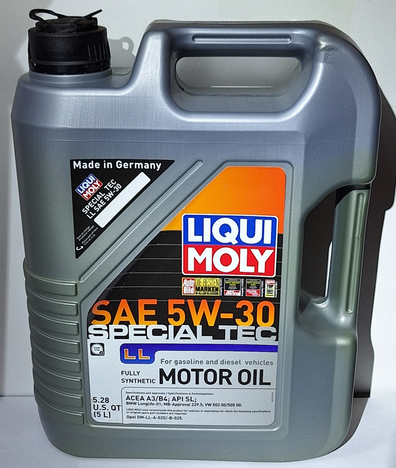 LIQUI MOLY SAE 5W-30 Special Tec LL Full Synthetic Oil 5 Liters For Gas & Diesel