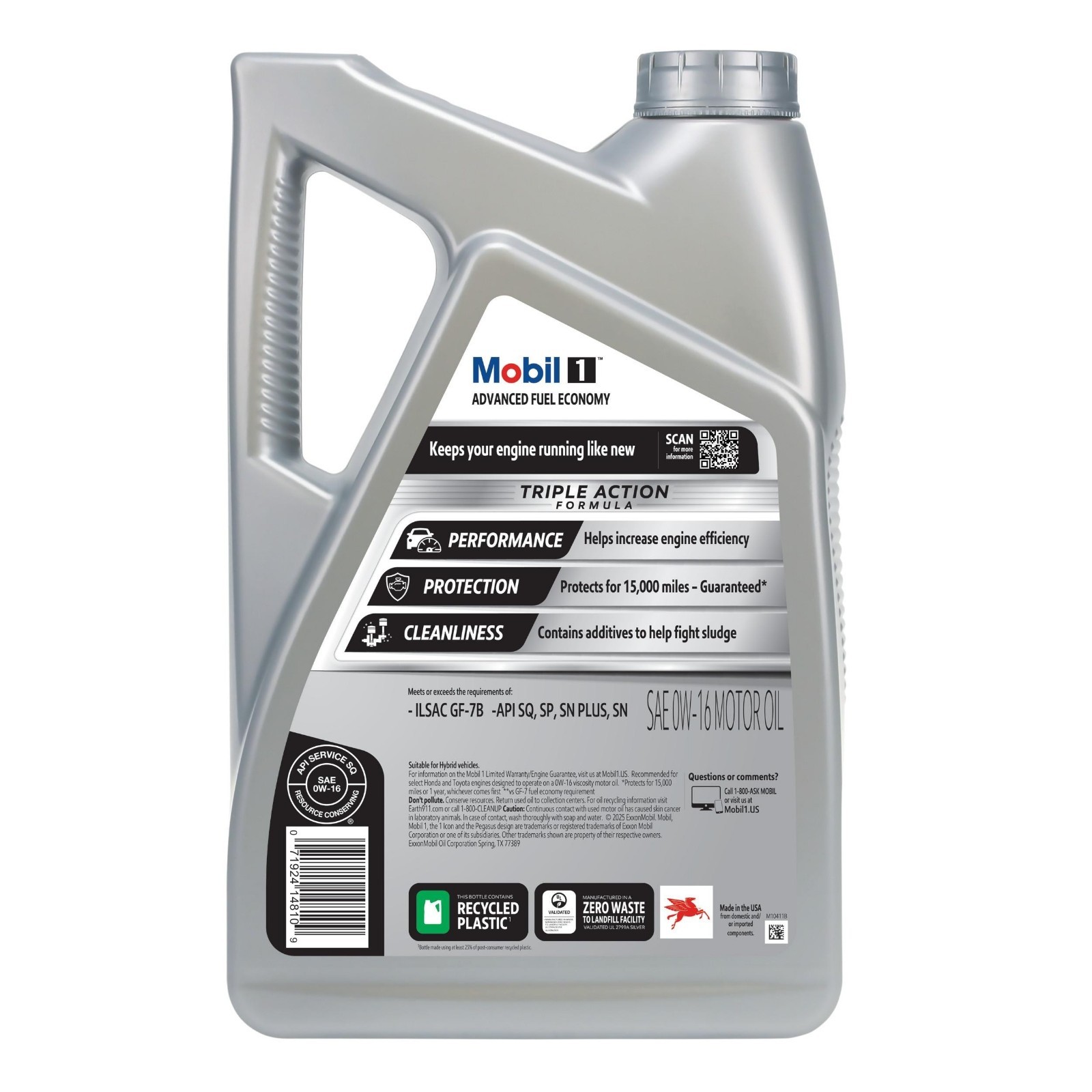 (2 pack) Mobil 1 Advanced Fuel Economy Full Synthetic 0W-16, 5 Quart,freeship