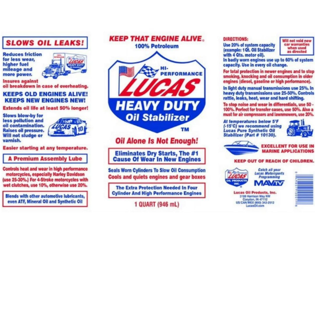 Lucas Oil 10002 Heavy Duty Oil Stabilizer One Gallon Automotive Additive New
