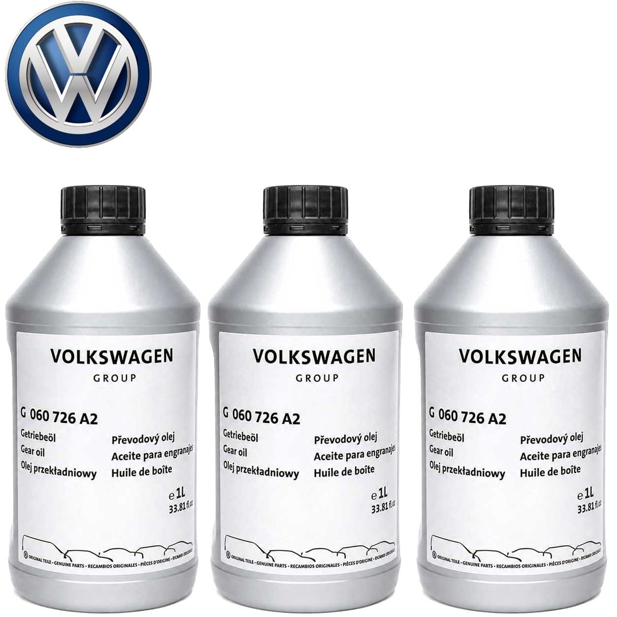 3 x Liter Original VW Audi Manual Transmission Gear Oil G060726A2 SAE 75W