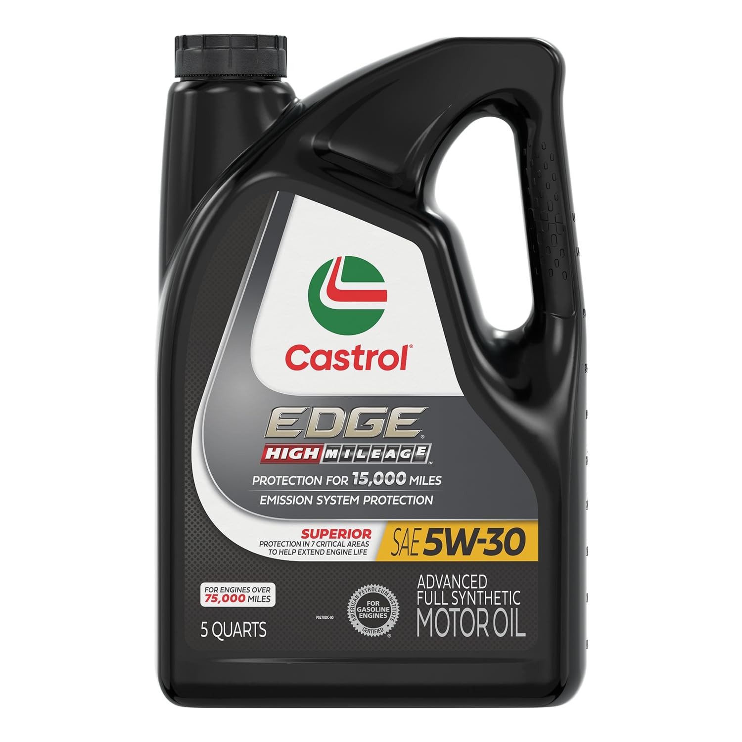 Castrol EDGE High Mileage 5W-30 Advanced Full Synthetic Motor 5 Quarts, Amber
