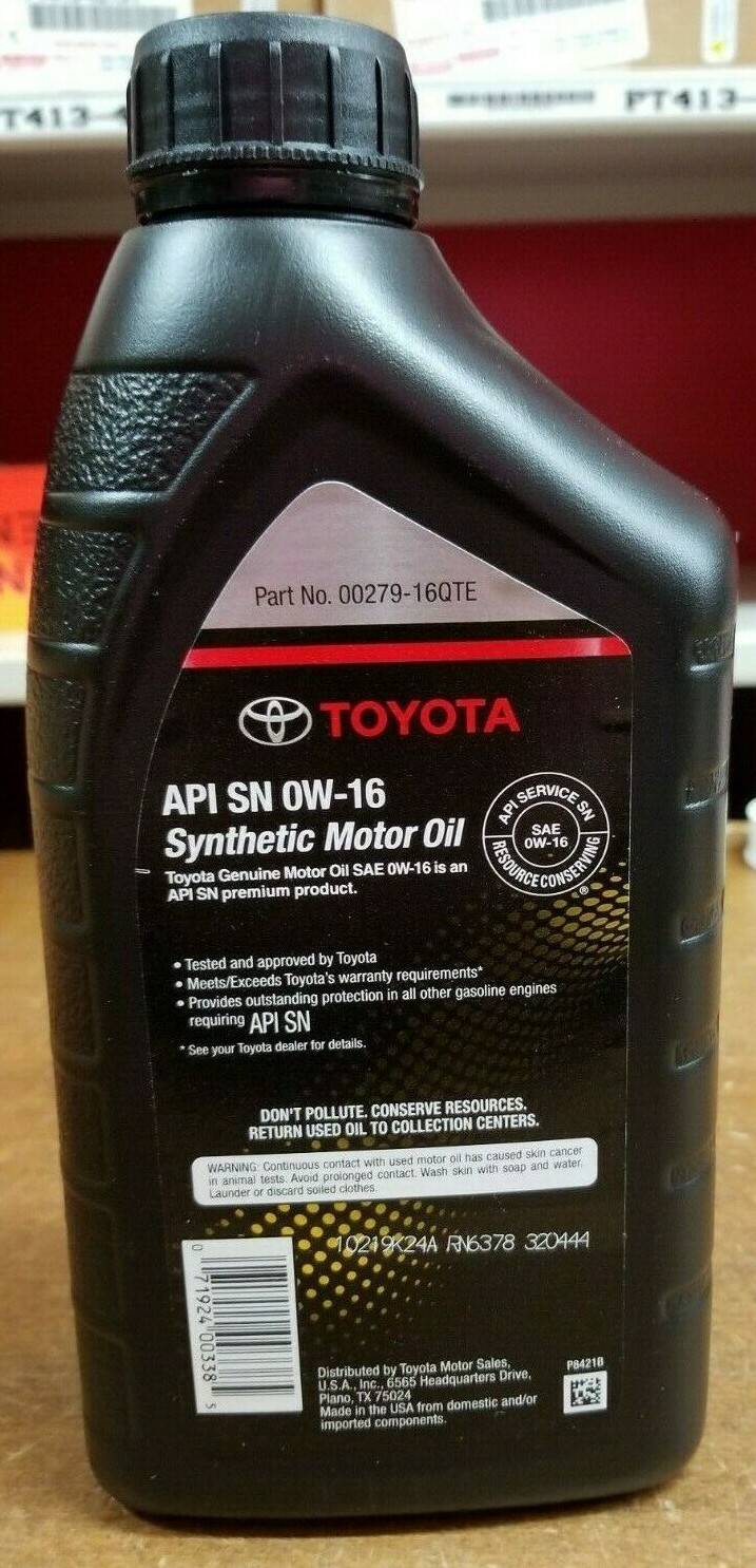 Genuine Toyota / Lexus 0w16 Motor Oil Qty 6 Quarts in a Case