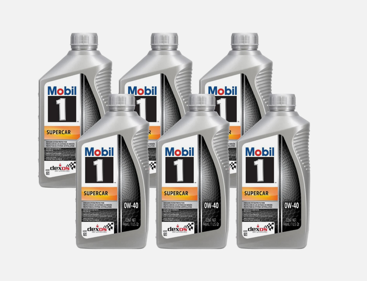 Mobil 1 Supercar Full Synthetic Motor Oil, 0W-40, Dexos R, Case/6