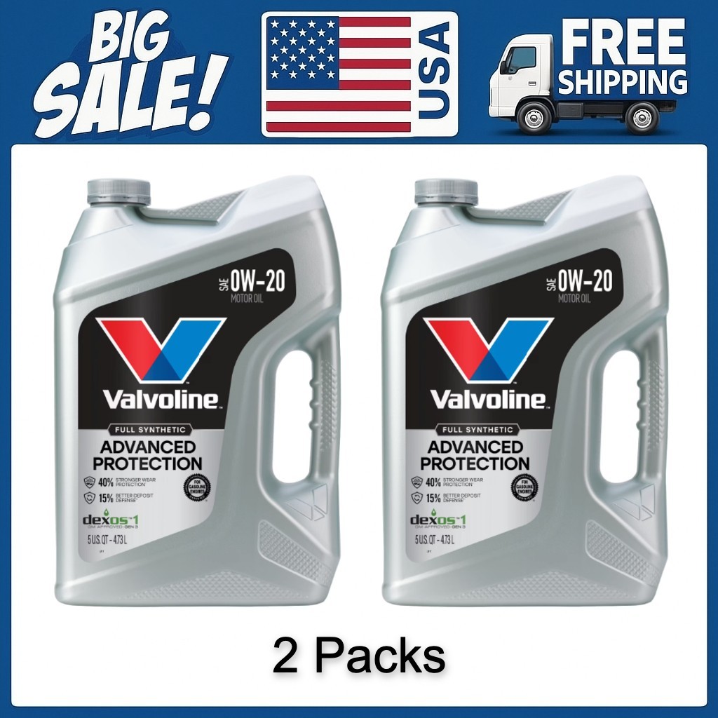 2 Pack Valvoline Advanced Protection Full Synthetic 0W-20 Motor Oil 5 Quart