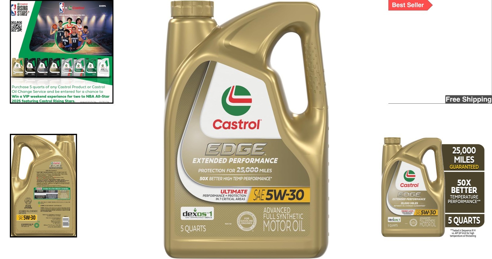 5W-30 Edge Full Synthetic Motor Oil – 5 Quart Jug for Long-Lasting Engine Care