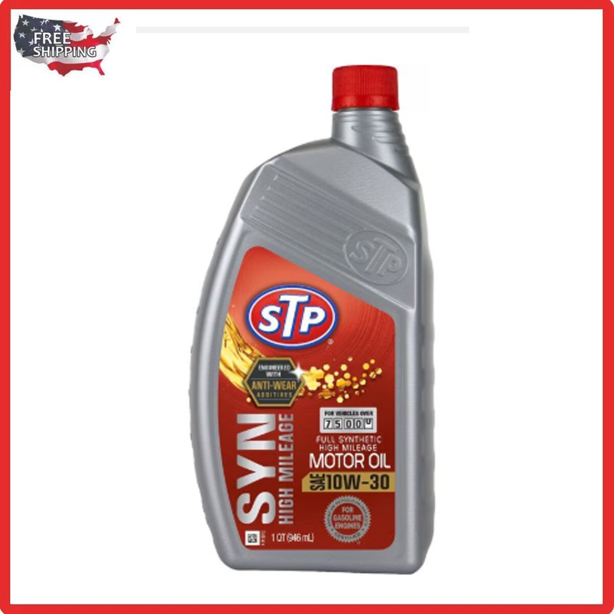 STP High Mileage Full Synthetic Engine Oil 10W-30 1 Quart 3 PACK Free shipping